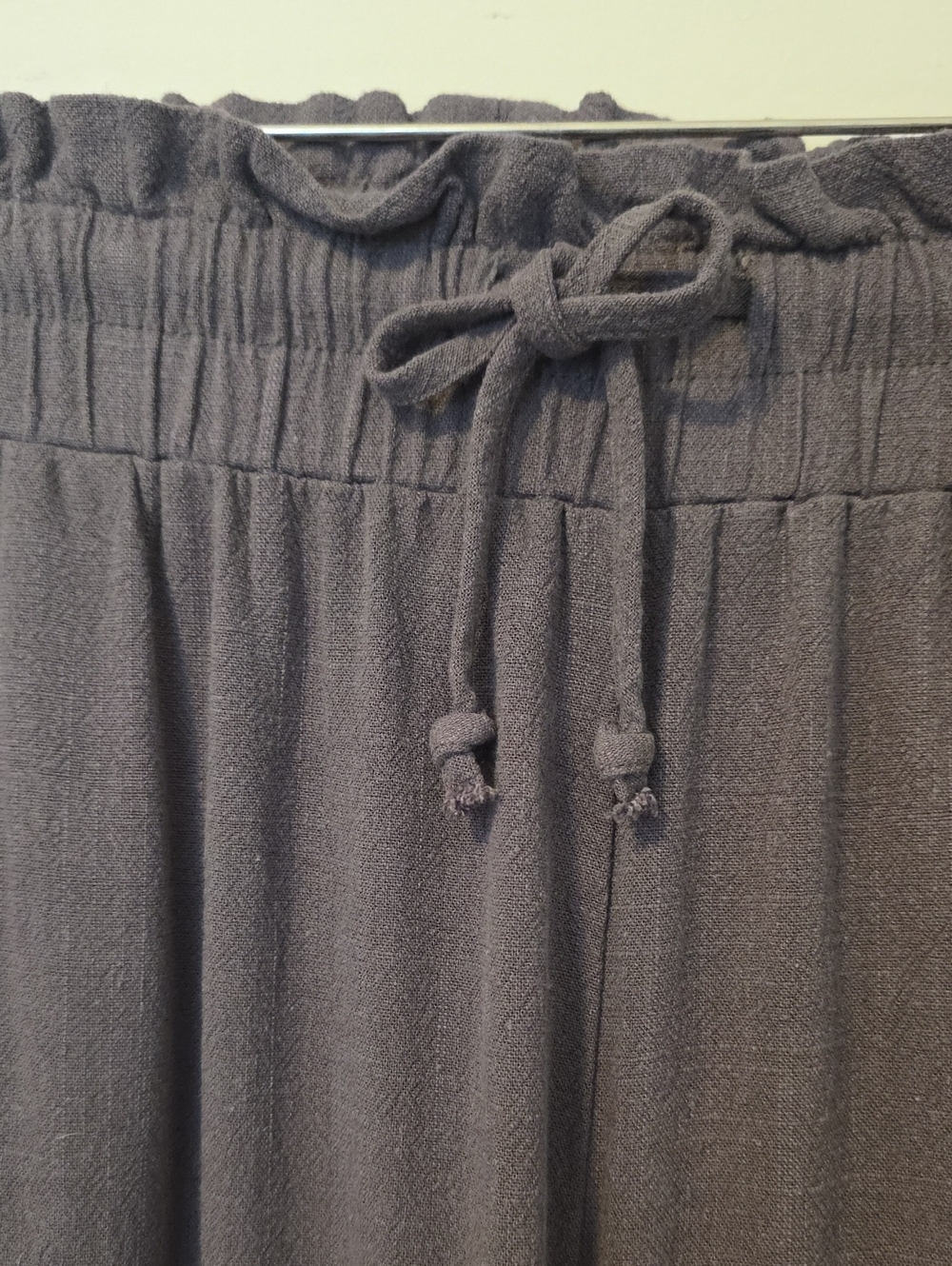 Linen Blend Drawstring Palazzo Wide Leg Pants - Picture 3 of 10